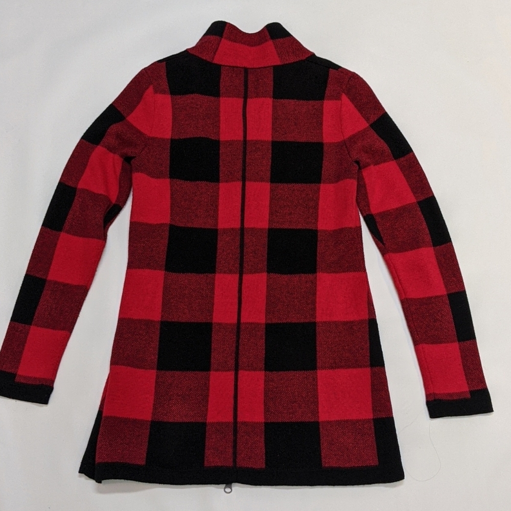 SOLD* Long front zip plaid sweater coat - Picture 5 of 6
